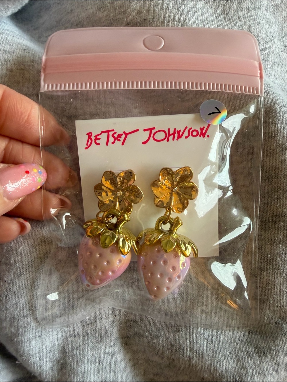 Betsey Johnson Pink Strawberry Dangle Earrings